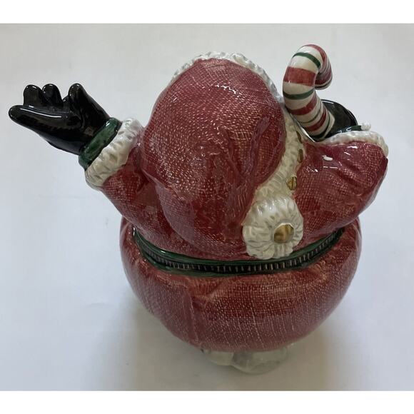 Retired FITZ & FLOYD "SNOW BUSINESS" SANTA CLAUS CHRISTMAS CANDY JAR Cookie- - Picture 4 of 13
